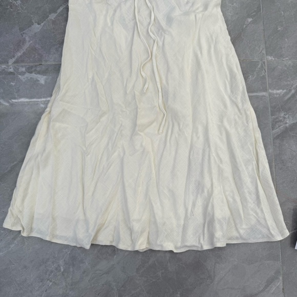 Women’s Topshop Ruched Front Tea Dress Puff Sleeves Linen Blend Size 10 - Picture 7 of 16